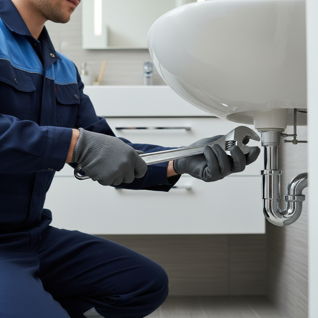 Professional plumber at work